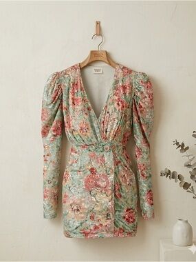 Hemant & Nandita Olivia Devoré Velvet Floral Mini Dress S NWT